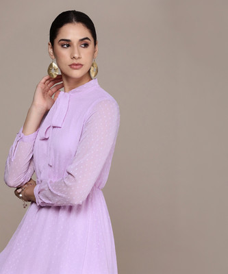 French Connection Women A-line Purple Above Knee/Mid Thigh Length Dress