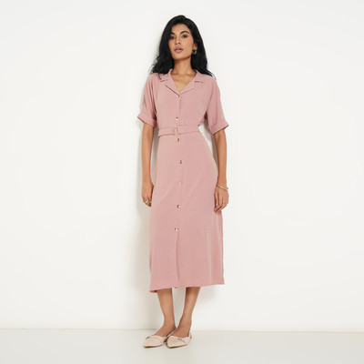 Annabelle by Pantaloons Women A-line Pink Midi/Calf Length Dress