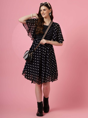 Sheetal Associates Women Fit and Flare Black Midi/Calf Length Dress