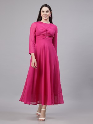 AAYU Women Fit and Flare Pink Dress