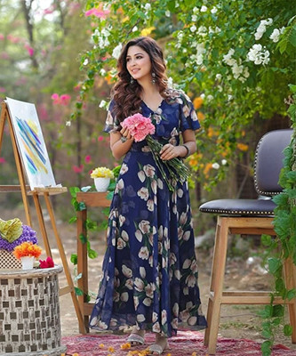 Fashion2wear Women Fit and Flare Multicolor Maxi/Full Length Dress