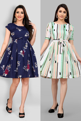 MAA FAB Women A-line Multicolor Knee Length Dress