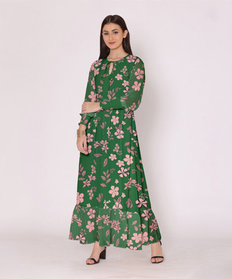 Dressberry Women Maxi Green Full Length Dress