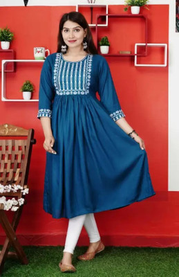 AGOF Women Fit and Flare Light Blue Midi/Calf Length Dress