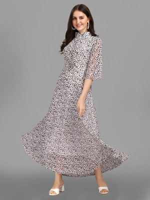 DERIFA Women Maxi White Full Length Dress