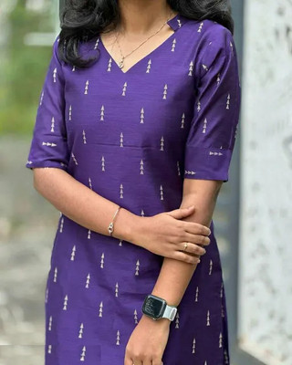 S R CRETION Women A-line Purple Ankle Length Dress