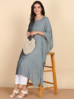 maaesa Solid Crepe Women Kaftan