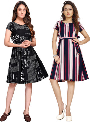 Rinra Women A-line Multicolor Knee Length Dress