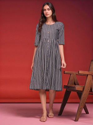 Moda Rapido Women Asymmetric Multicolor Midi/Calf Length Dress