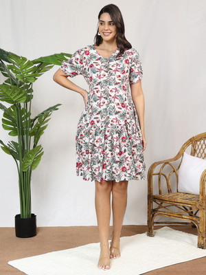 MomToBe Women Fit and Flare Multicolor Midi/Calf Length Dress