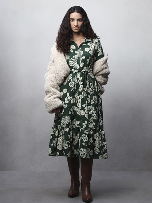VERO MODA Women A-line Green Midi/Calf Length Dress
