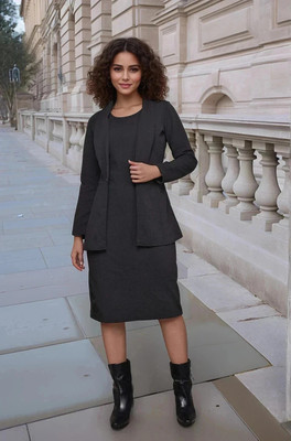 AA-HA! Women Bodycon Black Knee Length Dress