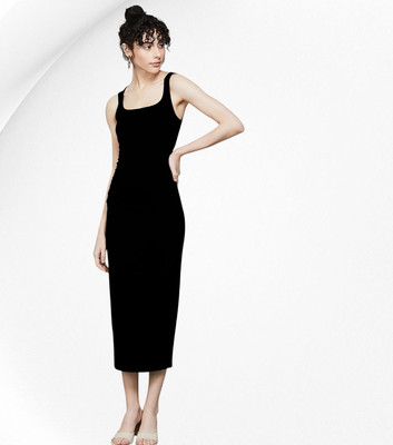 shoptowear Women Bodycon Black Above Knee/Mid Thigh Length Dress