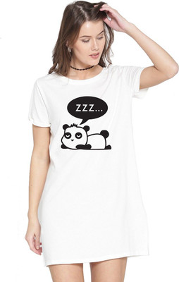 HouseOfCommon Women T Shirt White Above Knee/Mid Thigh Length Dress