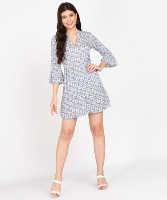 I Saw It First Women Fit and Flare White Above Knee/Mid Thigh Length Dress