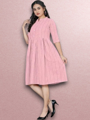 Rangrasiyt Women A-line Pink Knee Length Dress