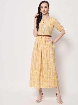 Kannan Women A-line Yellow Dress