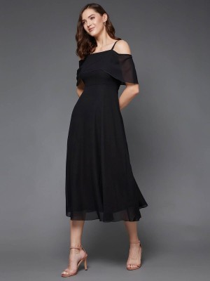 IQRA ENTERPRISE Women A-line Black Dress