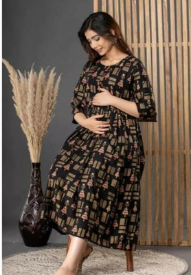 Marudhara Women Fit and Flare Black Below Knee Dress