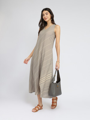 Pink Fort Women A-line Grey Midi/Calf Length Dress