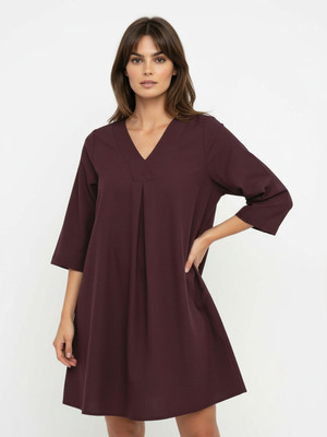 Glitchez Women A-line Purple Above Knee/Mid Thigh Length Dress