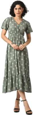 DECKEDUP Women A-line Grey, Yellow Dress