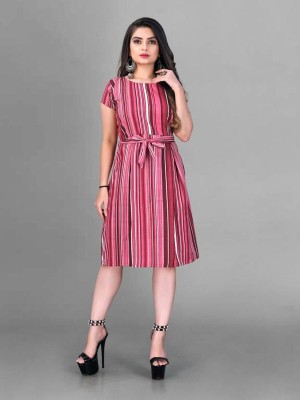 AK Fashion Women A-line Red, Pink, White Dress