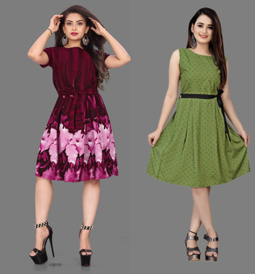 maruti fab Women A-line Pink Knee Length Dress