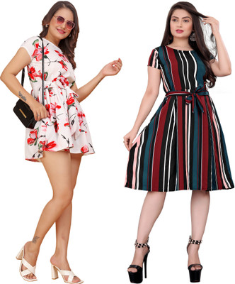 Rinra Women A-line Multicolor Mini/Short Dress