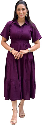 Dharmaj Creation Women Ethnic Dress Purple Knee Length Dress