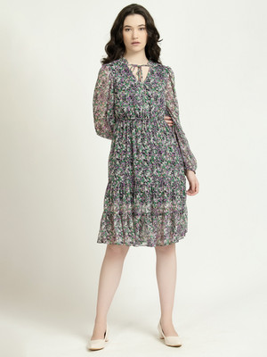 JUNE 9 CLOTHING Women Fit and Flare Multicolor Midi/Calf Length Dress