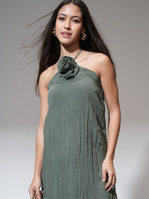 Tokyo Talkies Women A-line Green Mini/Short Dress