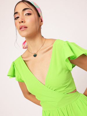 Dressberry Women Wrap Green Mini/Short Dress