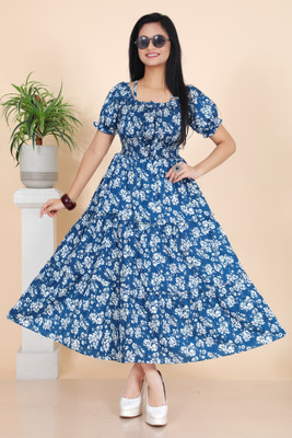 DSGARMENT Women Gown Light Blue Maxi/Full Length Dress