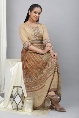 Aurelia Women A-line Brown Ankle Length Dress