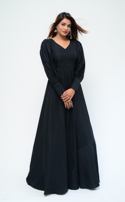 diyaz Women Gown Black Maxi/Full Length Dress
