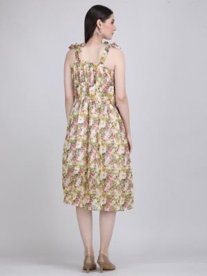 The Behruz Theory Women A-line Multicolor Below Knee Dress