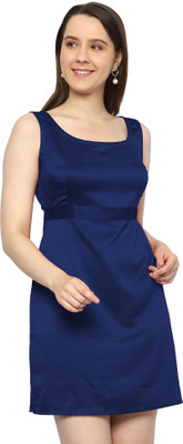 ROARERSS Women Skater Dark Blue Above Knee/Mid Thigh Length Dress