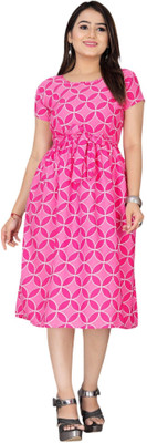 VARUDI Women A-line Multicolor Below Knee Dress