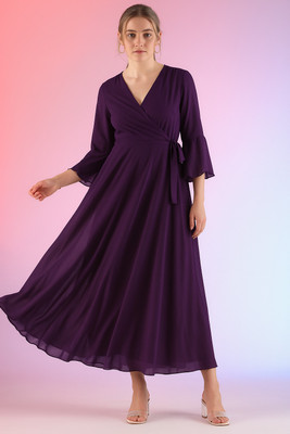 Honky Tonky Women Fit and Flare Black Maxi/Full Length Dress