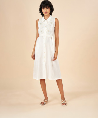 Akkriti by Pantaloons Women A-line White Below Knee Dress