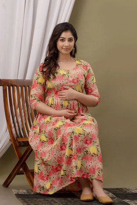 COTTON MULMUL STORE Women Gown Multicolor Midi/Calf Length Dress