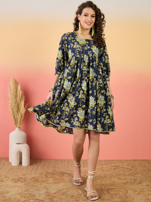 Sangria Women A-line Blue Knee Length Dress