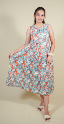 KSDClothing Women Gown Blue Midi/Calf Length Dress