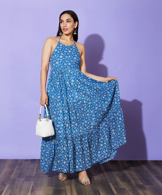Globus Women A-line Blue Maxi/Full Length Dress