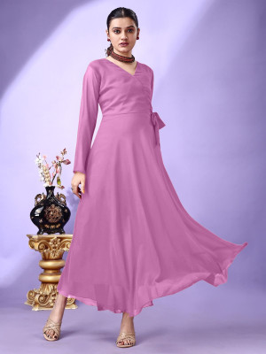 Fashion2wear Women Fit and Flare Purple Maxi/Full Length Dress