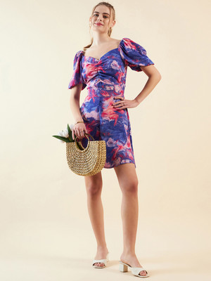 The Indian Garage Co. -Freehand Women Fit and Flare Multicolor Knee Length Dress