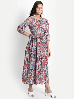 githaan Women Fit and Flare Grey Midi/Calf Length Dress