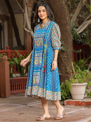 Juniper Women A-line Multicolor Midi/Calf Length Dress