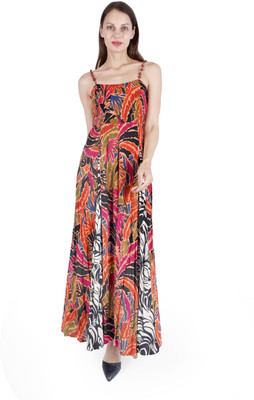 Fuegobella Women Maxi Multicolor Full Length Dress